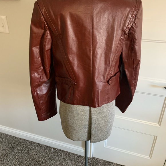 VTG 70’s Bermans Leather blazer Oxblood color size Lg - Picture 3 of 10